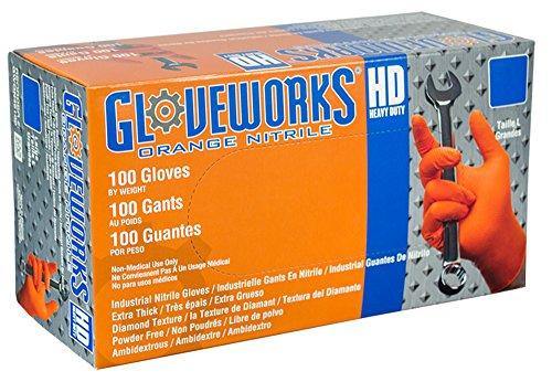 Gloveworks Nitrile Gloves (Large, Orange, Box/100)