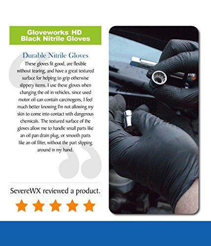 GLOVEWORKS HD Black Nitrile Gloves, 6 mil Nitrile Disposable Gloves, Latex  Free Gloves Mechanics Gloves