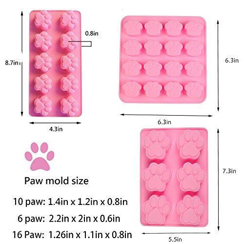2 Pack Silicone Molds Puppy Dog Paw and Dog Bone Silicone Dog Treat Molds  for Baking Chocolate,Candy,Jelly,Ice Cube,Dog Treats 