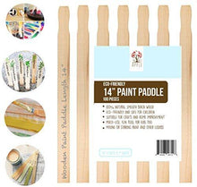 Wooden Paint Stir Sticks 14" Bulk Pack of 100pc, Paint Paddles for Mixing Paint & other liquids, Use for Art project & home improvement, Garden, Library Marker & Kids activity DIY Wood Craft Sticks - Resin Colors 